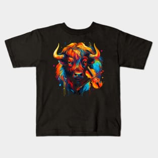 Bison Playing Violin Kids T-Shirt